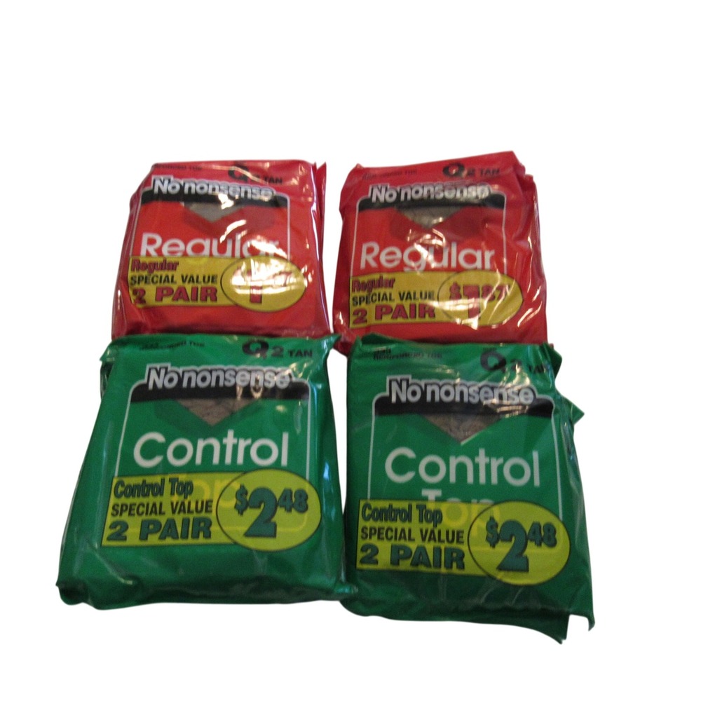 No Nonsense Pantyhose Bundle 8 Pairs Tan Size Q2 Regular & Control Top Vintage